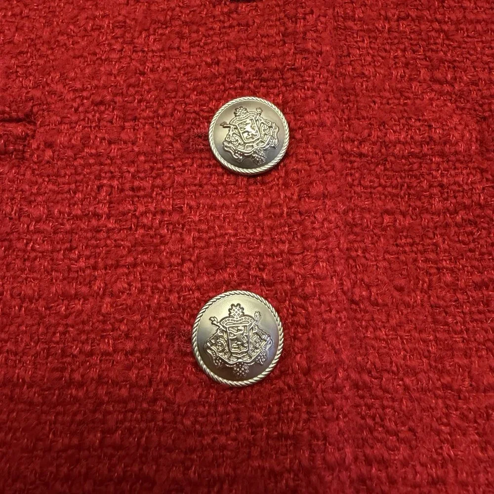 J. Crew V-Neck Lady Jacket in Maritime Tweed Festival Red NWT Size 0 BV211 - Picture 8 of 14